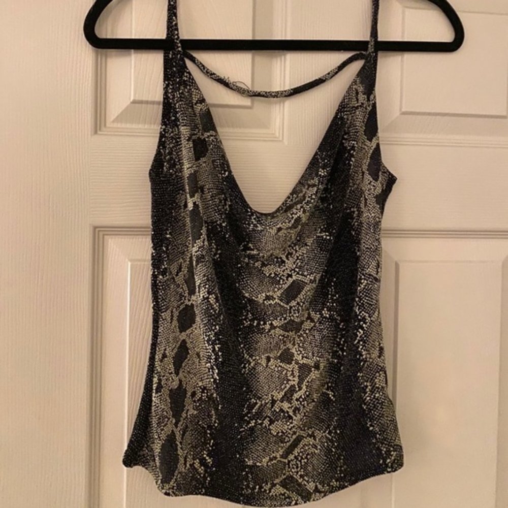 Boohoo shimmery snakeskin tank